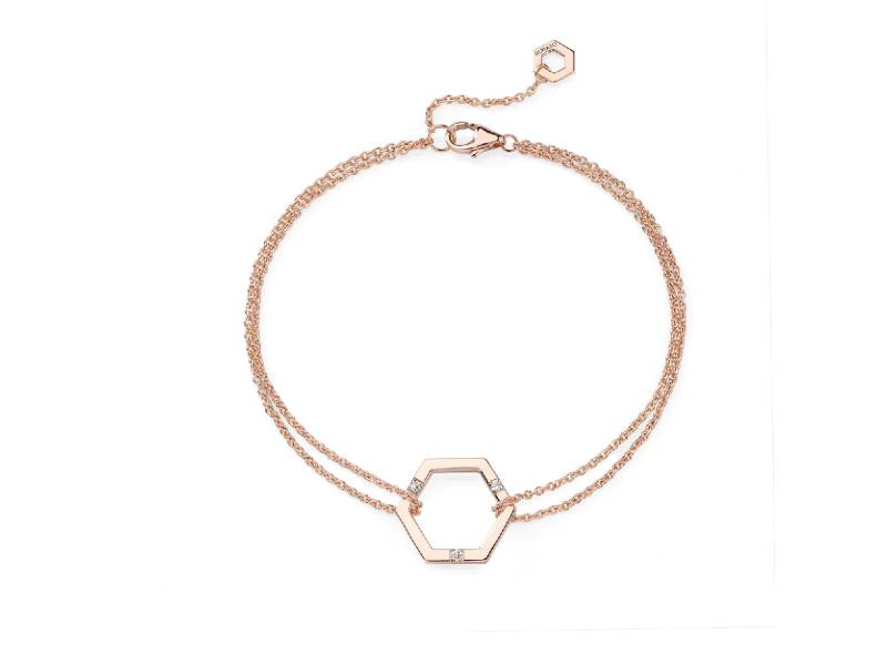 BRACCIALE IN ORO ROSA  E DIAMANTI CON ELEMENTO ESAGONALE AMULETO BURATO CT345